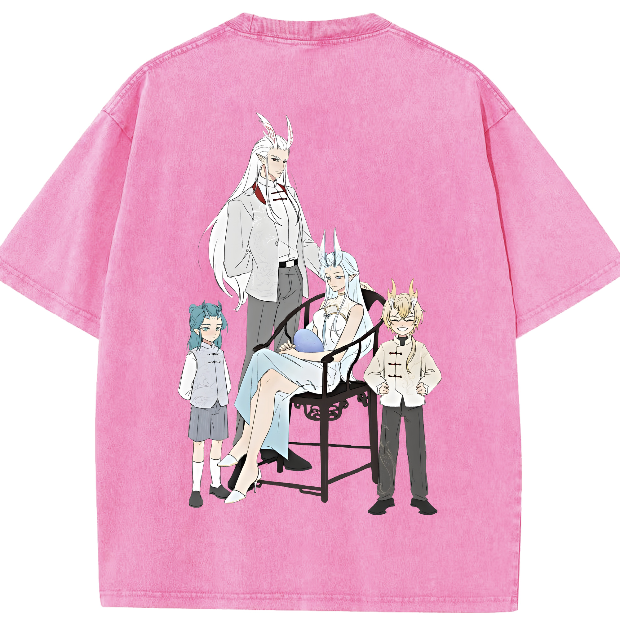 （画像用） Ne Zha 2 ナタ 魔童の大暴れ 綿100% ヴィンテージ風 半袖Tシャツ（背面プリント）